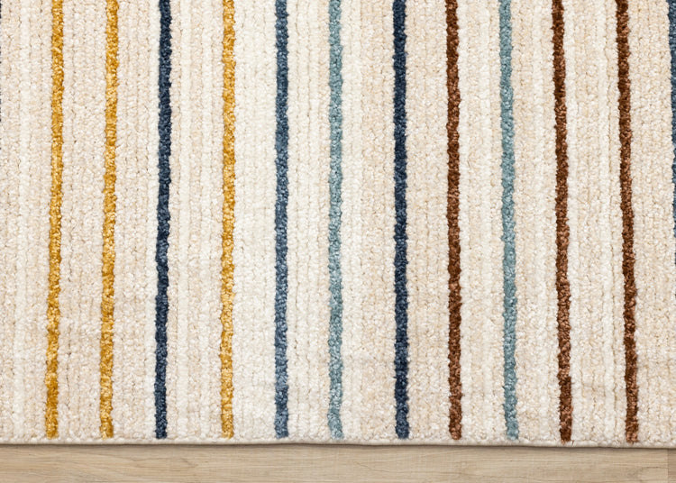 Nala Cream Yellow Oxblood Green Blue Striped Rug