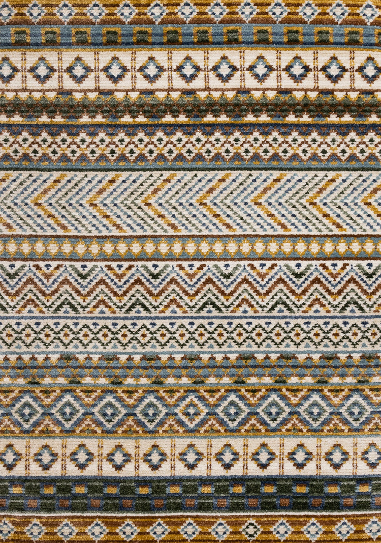 Nala Yellow Blue Green Oxblood Intricate Southwestern Design Rug
