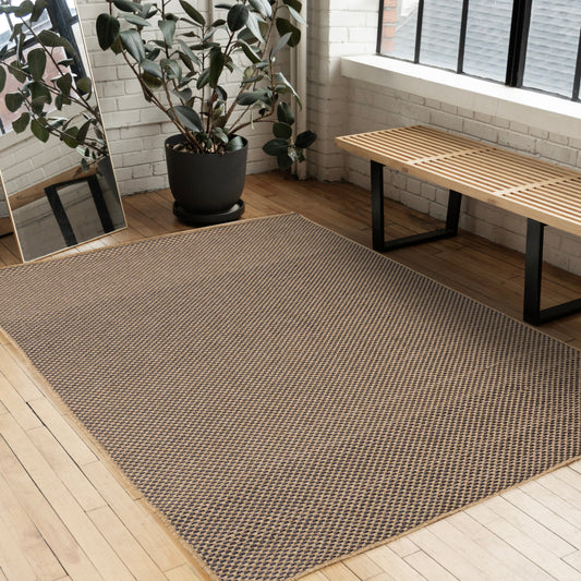 Novah Brown Black Geometric Flatweave Design Rug