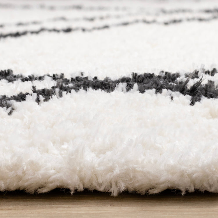 Pascal White Grey Geometric Comfort Shag Rug
