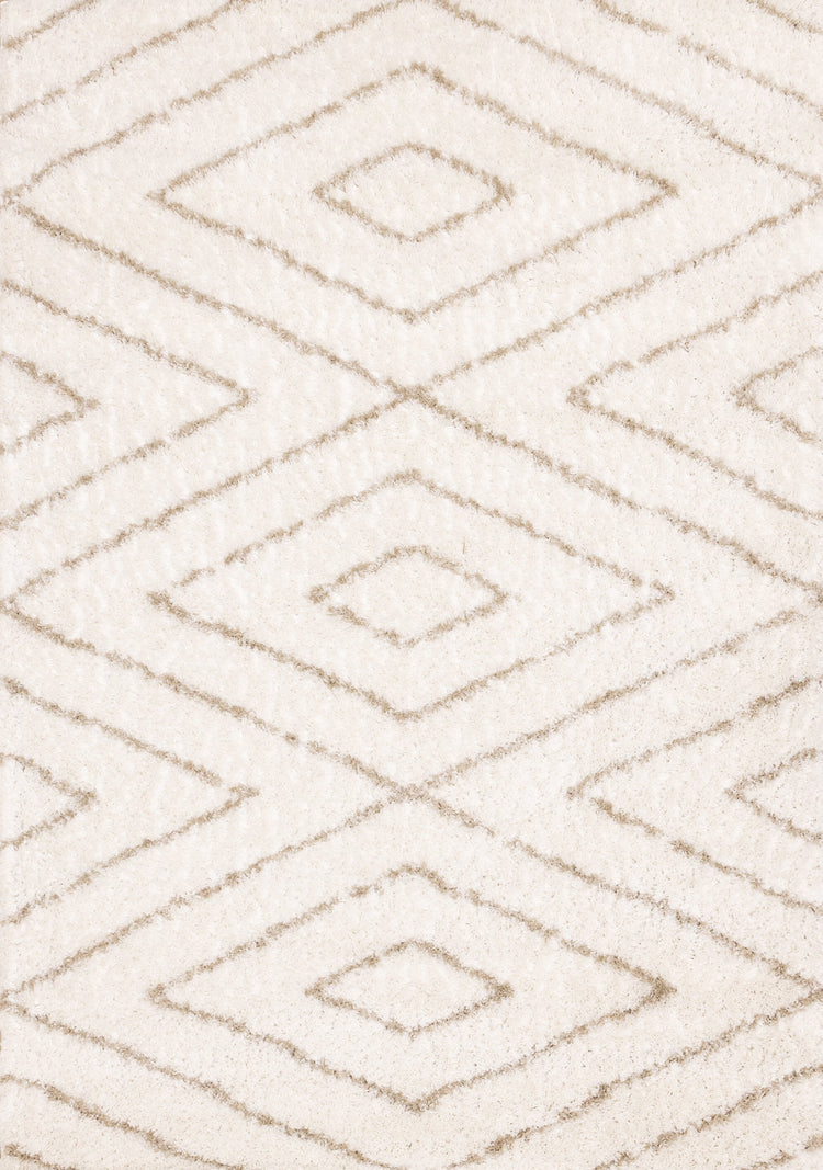 Pascal Cream Beige Geometric Shag Rug