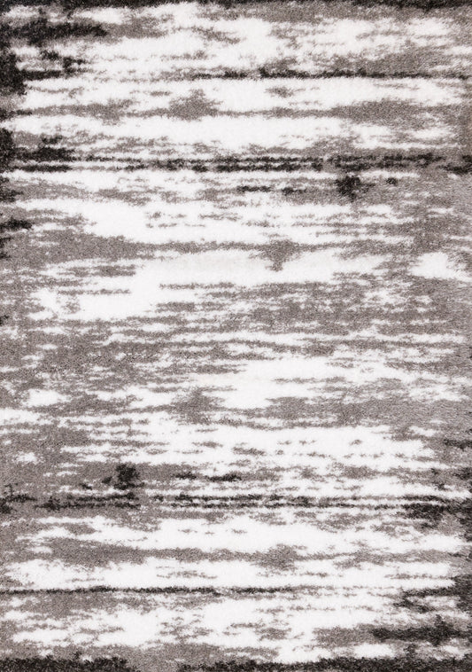 Posh Black White Grey Distressed Rug
