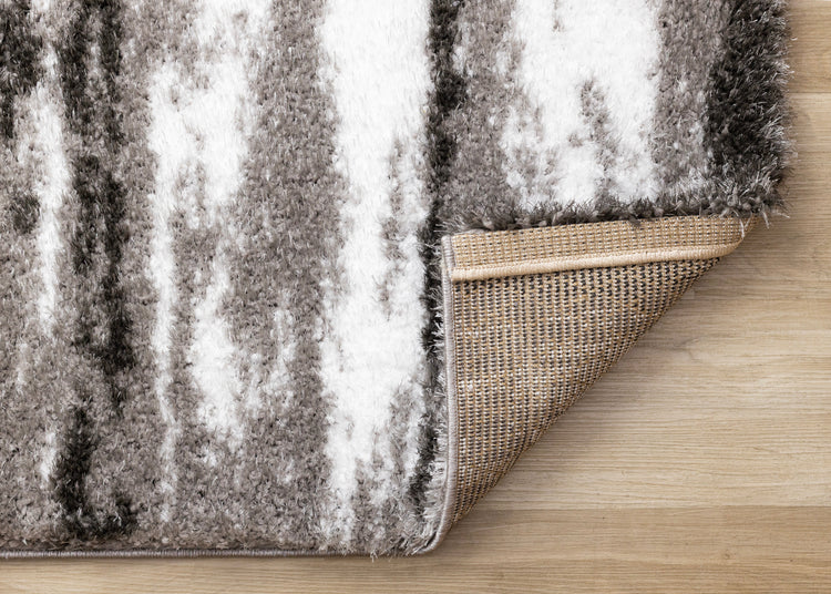Posh Black White Grey Distressed Rug