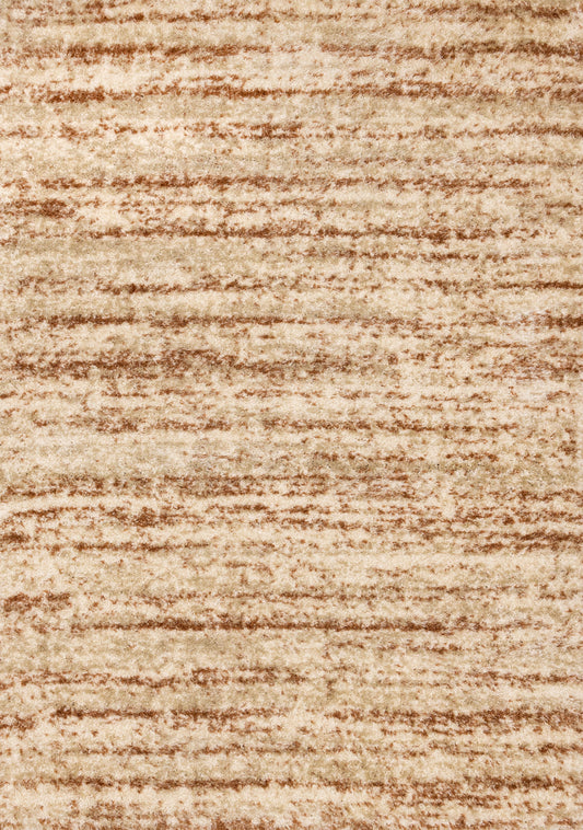Posh Orange Cream Taupe Distressed Striped Rug