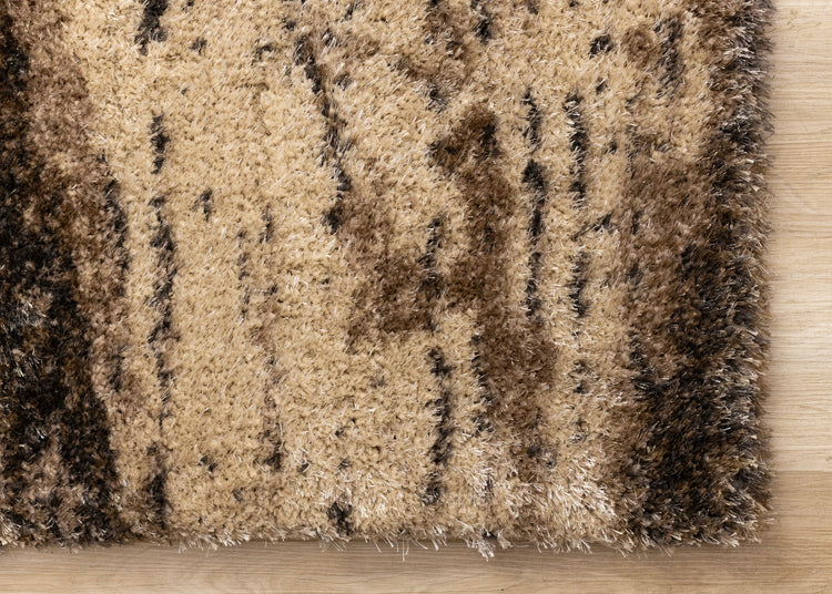 Posh Brown Black Beige Organic Distressed Rug