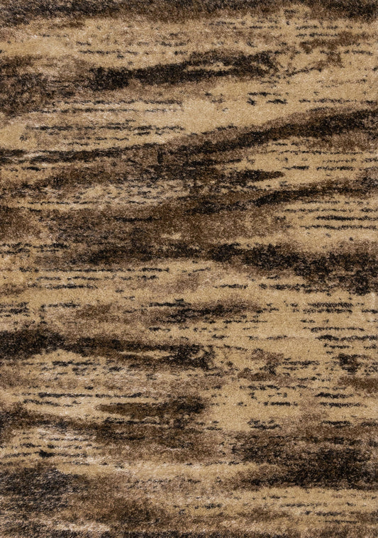 Posh Brown Black Beige Organic Distressed Rug