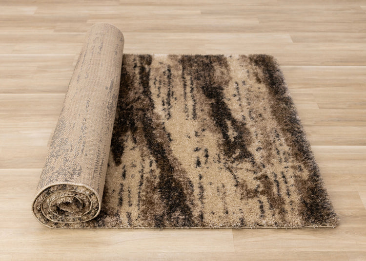 Posh Brown Black Beige Organic Distressed Rug