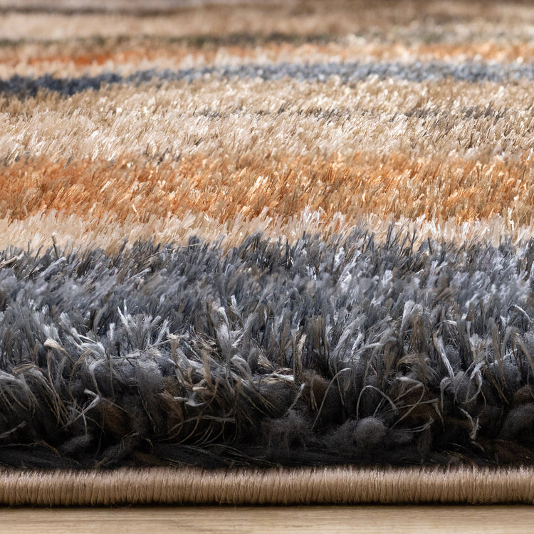 Posh Blue Orange Green Brown Brush Strokes Design Rug