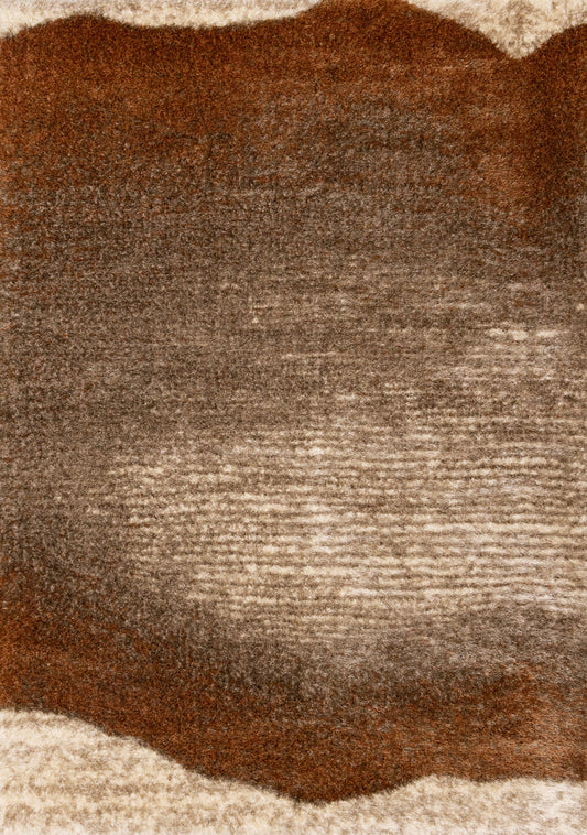 Posh Orange Taupe Cream Sandbanks Design Rug
