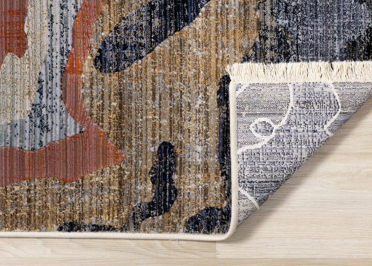 Samira Beige Brown Blue Acrylic Pour Rug