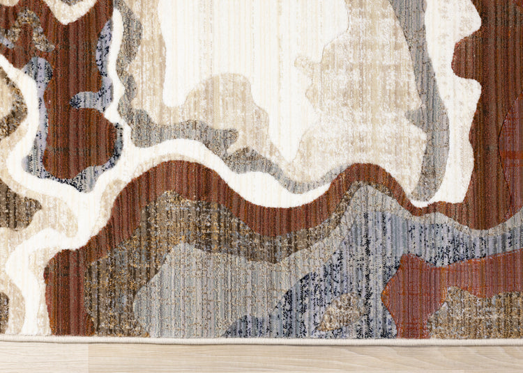 Samira Beige Brown Blue Acrylic Pour Rug