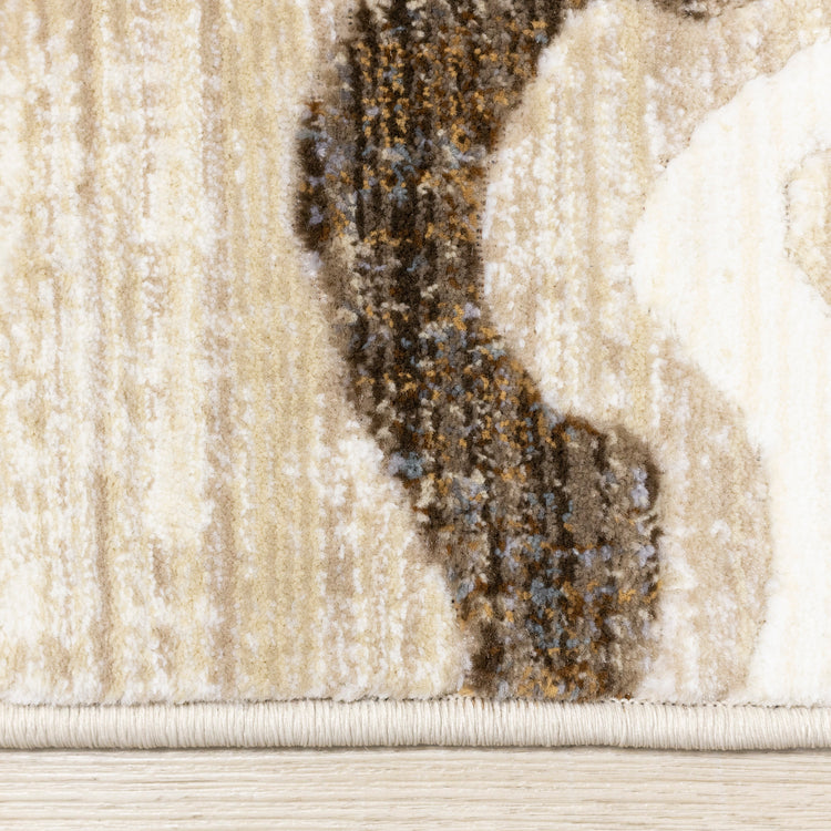 Samira Beige Brown Blue Acrylic Pour Rug