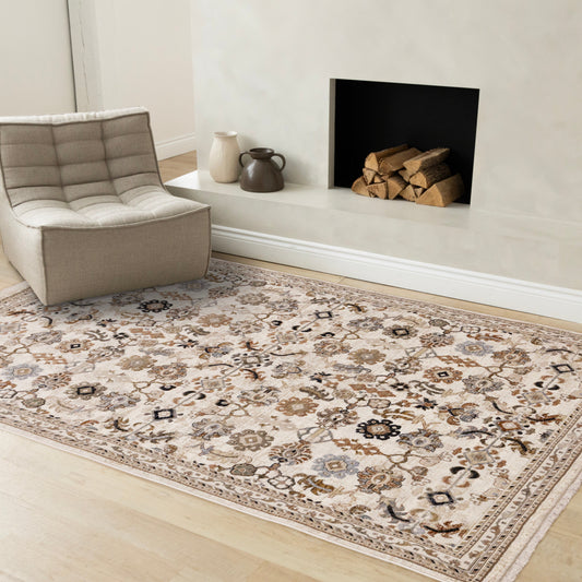 Samira Beige Orange Black Cream Classic Traditional Rug