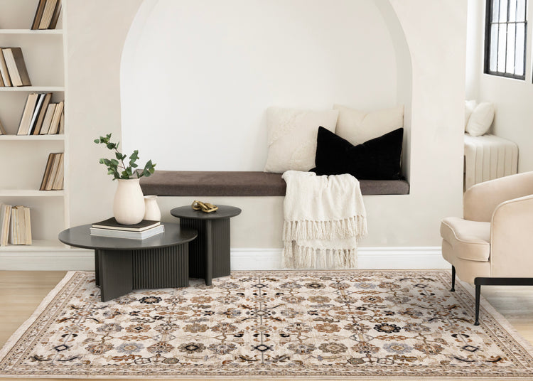 Samira Beige Orange Black Cream Classic Traditional Rug