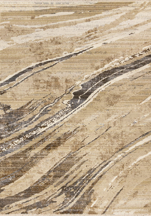 Samira Beige Brown Grey Distressed Organic Lines