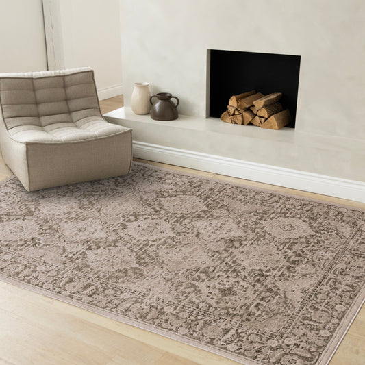 Sawyer Taupe White Green Elegant Classic Rug