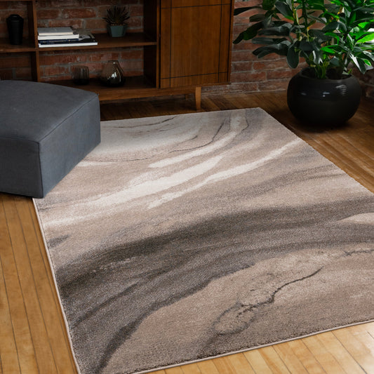 Shade Taupe Black White Organic Layers Rug