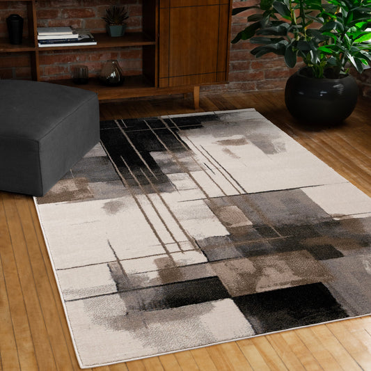 Shade White Black Taupe Brown Modern Design Rug