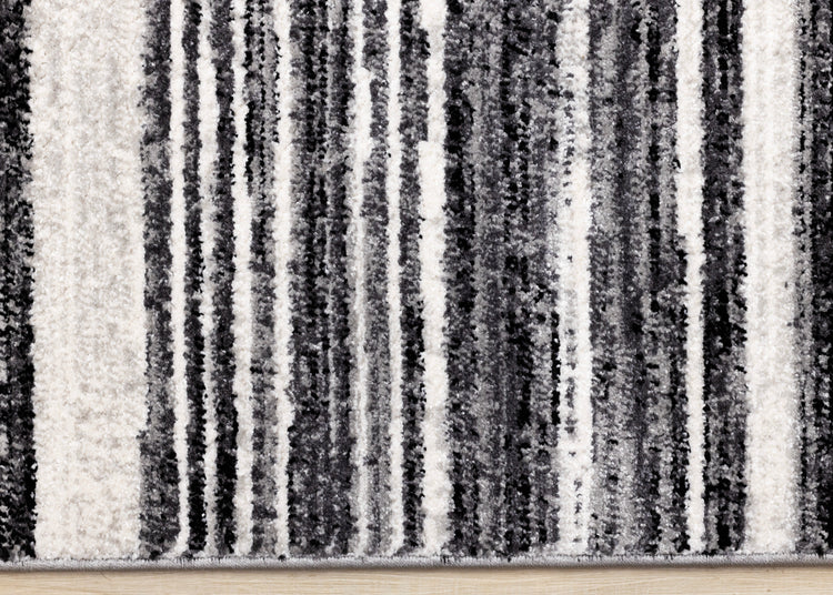 Slate Black Grey White Distressed Lines Rug