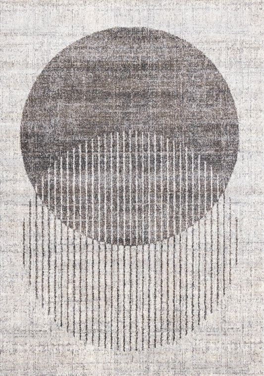 Swift Grey White Two Merging Circles Rug
