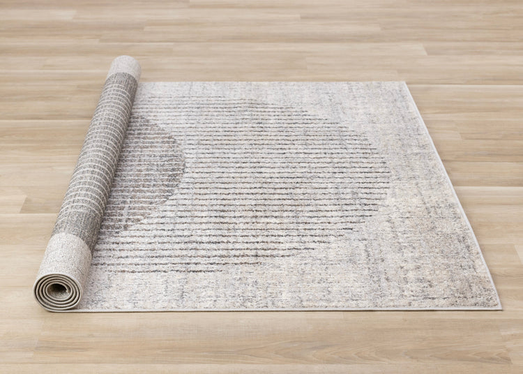 Swift Grey White Two Merging Circles Rug