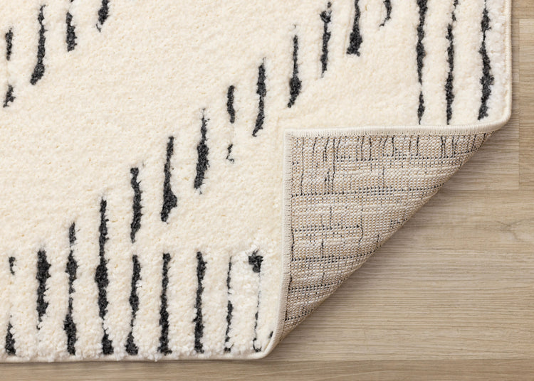 Talia Cream Black Striped Diamond Rug Design