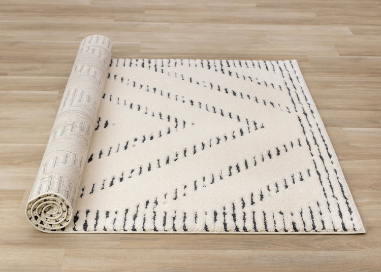 Talia Cream Black Striped Diamond Rug Design