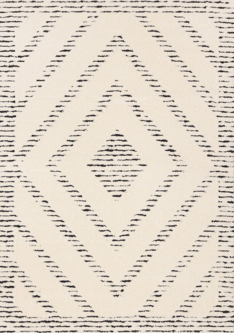 Talia Cream Black Striped Diamond Rug Design