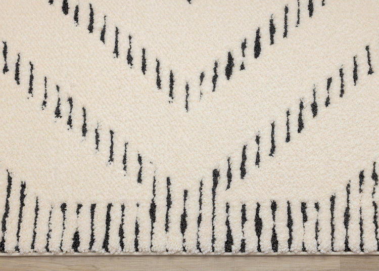 Talia Cream Black Striped Diamond Rug Design