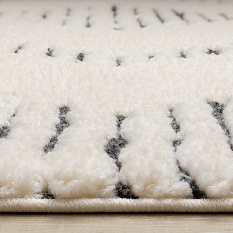 Talia Cream Black Striped Diamond Rug Design