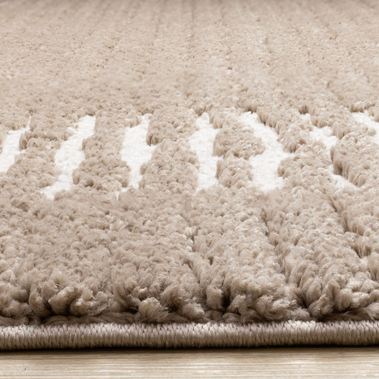 Talia Taupe White Striped Border Rug