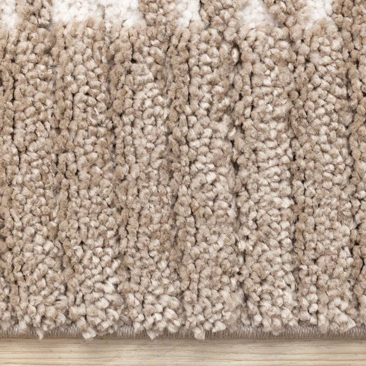 Talia Taupe White Striped Border Rug