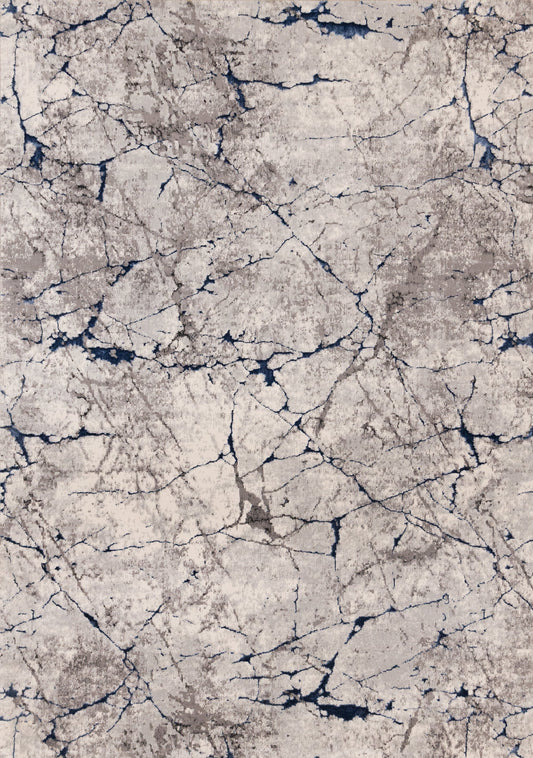 Zola Blue Grey White Cracked Design Rug