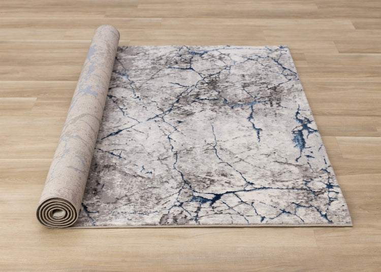 Zola Blue Grey White Cracked Design Rug