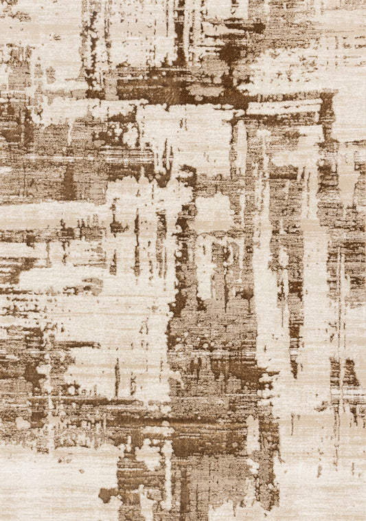 Zola Cream Brown Organic Distressed Design Rug