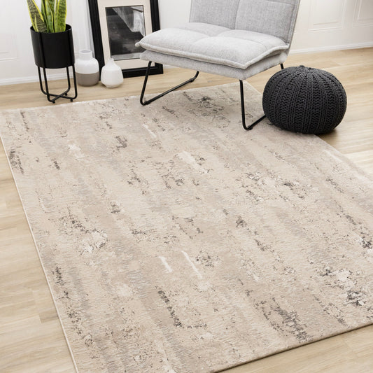 Zola Beige Cream Black Distressed Rug