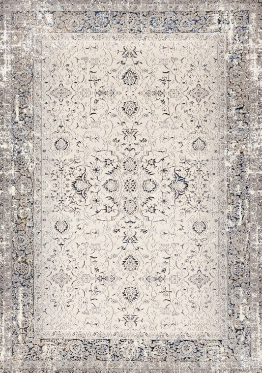 Zola Cream Blue Black Elegant Classic Rug
