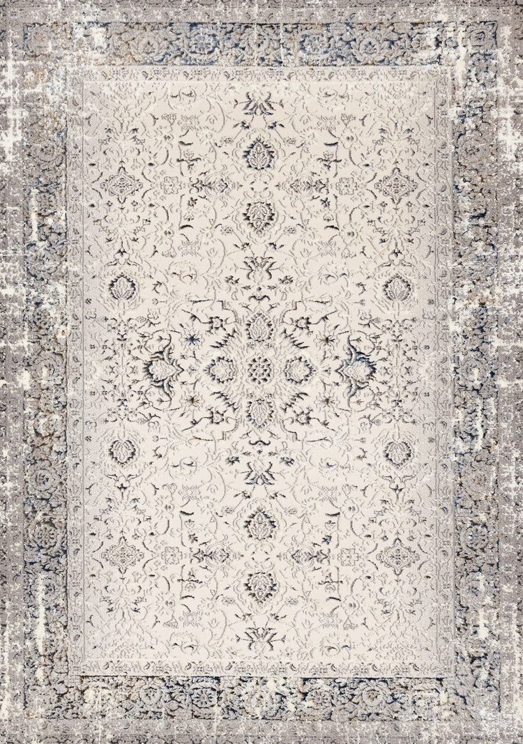 Zola Cream Blue Black Elegant Classic Rug