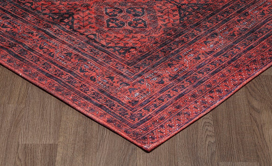 Sparx Medallion Red Washable Modern Rug by Viana