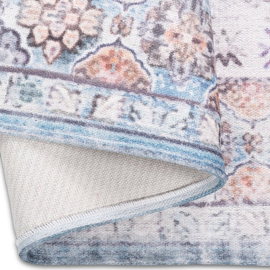 Sparx Distressed Blue Washable Transitional Rug by Viana