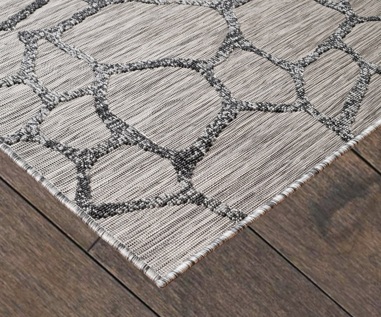 Odessa ODE-01687A-LGRY Modern Brick High Low Textured Polypropylene Black Grey Area Rug By Viana Inc