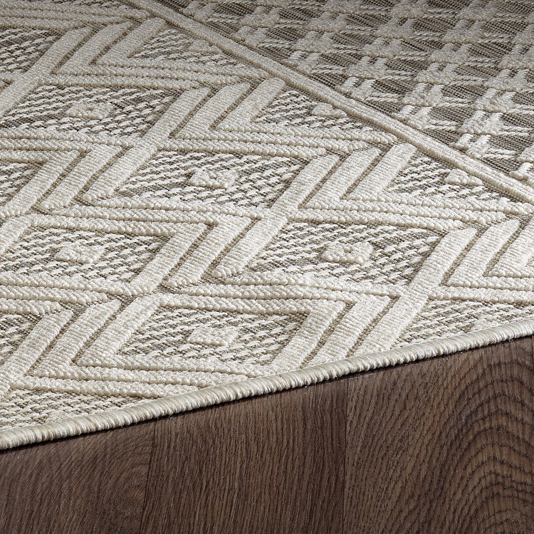Odessa ODE-01697A-LGRY Modern Diamond High Low Textured Polypropylene Area Rug By Viana Inc