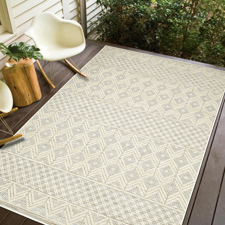 Odessa ODE-01697A-LGRY Modern Diamond High Low Textured Polypropylene Area Rug By Viana Inc