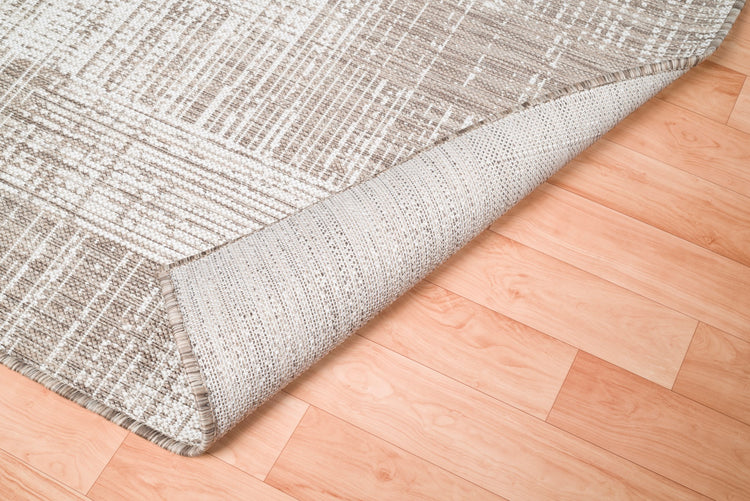 Oksana OKS-1016-SIVORY Indoor-Outdoor Striped Distressed Sand Ivory Area Rug By Viana Inc