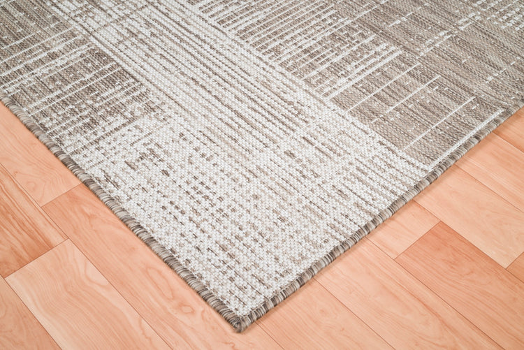 Oksana OKS-1016-SIVORY Indoor-Outdoor Striped Distressed Sand Ivory Area Rug By Viana Inc