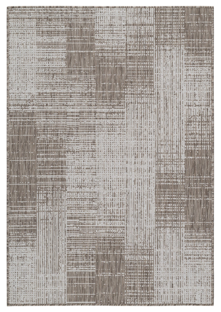Oksana OKS-1016-SIVORY Indoor-Outdoor Striped Distressed Sand Ivory Area Rug By Viana Inc