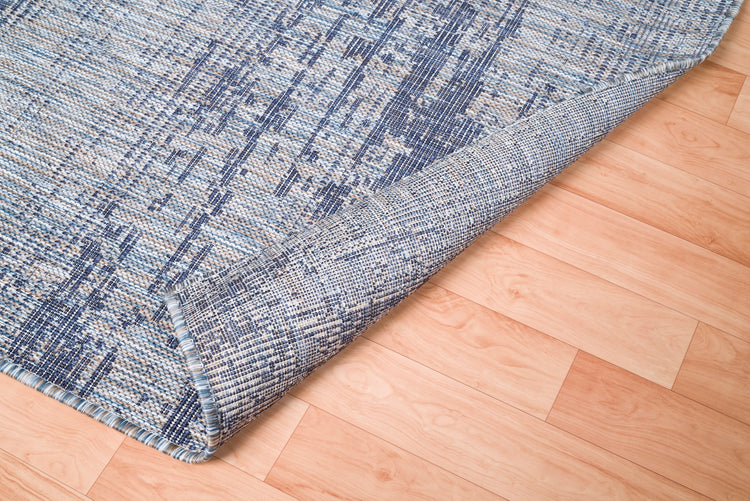 Oksana OKS-1179-SBLUNVY Indoor-Outdoor Modern Distressed Blue Area Rug By Viana Inc