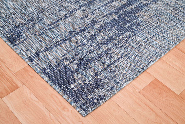 Oksana OKS-1179-SBLUNVY Indoor-Outdoor Modern Distressed Blue Area Rug By Viana Inc