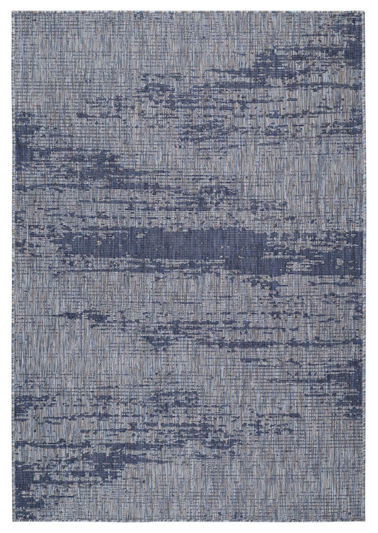 Oksana OKS-1179-SBLUNVY Indoor-Outdoor Modern Distressed Blue Area Rug By Viana Inc
