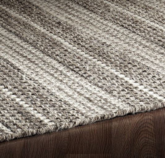 Nordique NOR-12LGRY Handmade Light Grey Reversible Wool Area Rug By Viana Inc